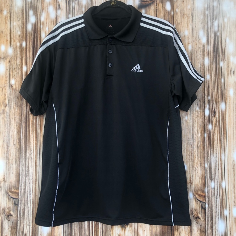 Men's Adidas Black 3-Stripe Polo